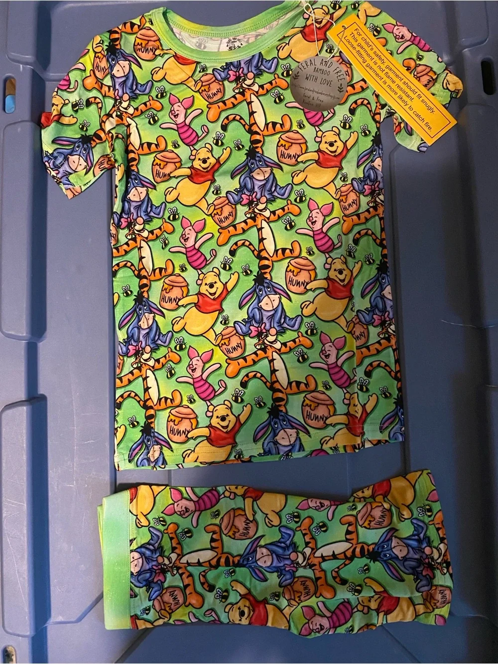 Bamboo Two-Piece Pajama short Set with Winnie the Pooh size 7/8 NWT